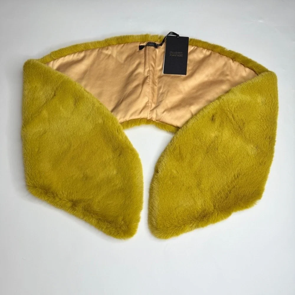 NWT Halogen‎ Atlantic-Pacific Faux Fur Stole Collar Wrap Olive Palm
